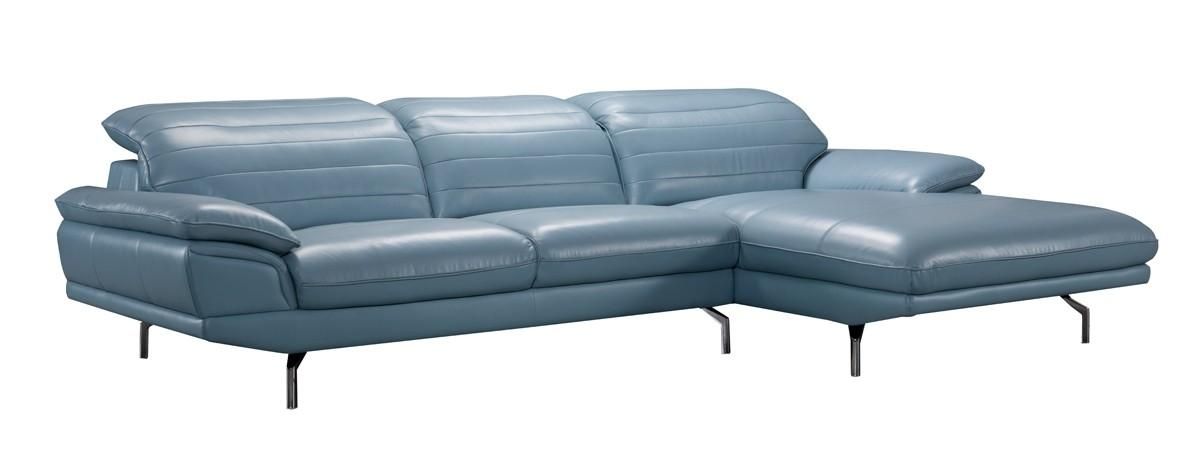 Casa Arcola Modern Blue Leather Sectional Sofa For Blue Leather Sectional Sofas (View 10 of 20)