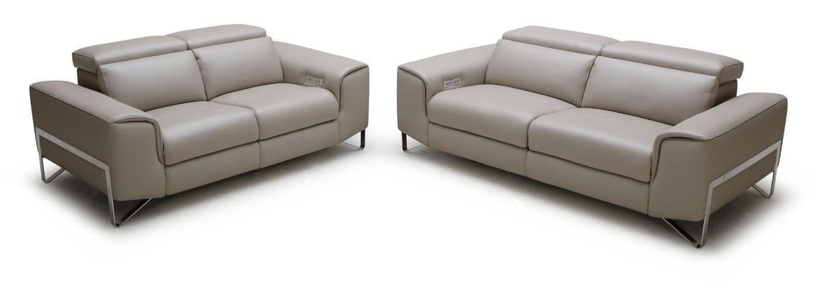 Casa Begonia Modern Taupe Italian Leather Reclining Sofa Set In Italian Recliner Sofas (View 5 of 20)