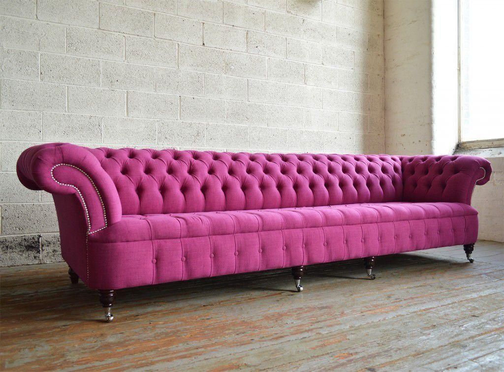Chesterfield Sofa / Wool / 4 Seater / On Casters – Stamford With Casters Sofas (View 5 of 20)