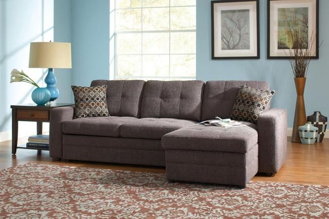 Coaster Small Chenille Storage Sectional Sofa Left Chaise Sleeper With Regard To Coaster Sectional Sofas (View 5 of 20)