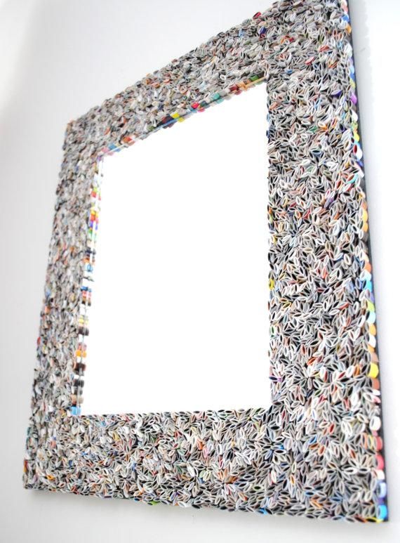 Colorful Mirror Wall Art Made From Recycled Magazines Pertaining To Recycled Wall Art (View 19 of 20)