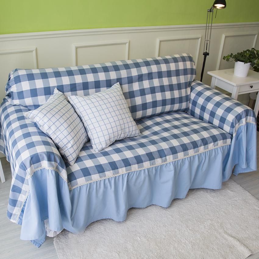 Compare Prices On Blue White Sofa  Online Shopping/buy Low Price For Blue Plaid Sofas (Photo 9 of 20)