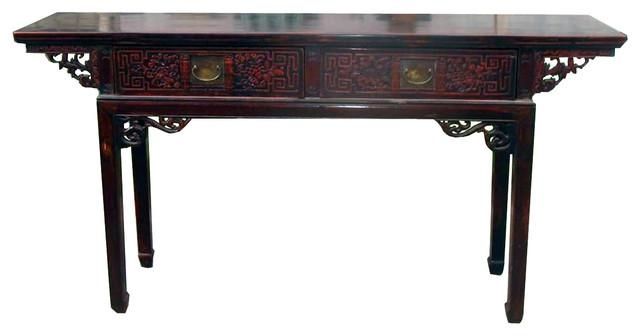 Consigned 66" Chinese Antique 2 Drawer Table – Asian – Console Intended For Asian Sofa Tables (View 2 of 20)