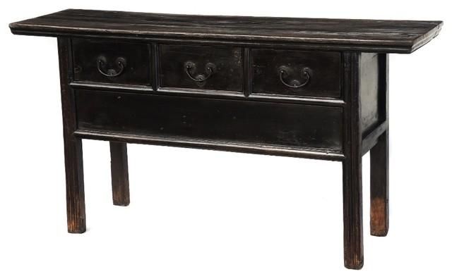 Consigned  Antique Black Console Table With Drawers – Asian Pertaining To Asian Sofa Tables (Photo 18 of 20)