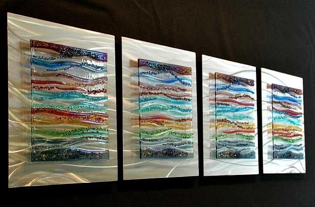 Contemporary Glass Wall Art, Fused Glass & Metal Wall Art,kim Throughout Fused Glass Wall Art (View 8 of 20)