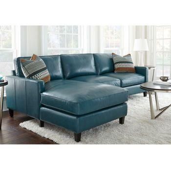 Costco: Andersen Leather Chaise Sectional – Peacock ($2199 After Within Blue Leather Sectional Sofas (Photo 5 of 20)