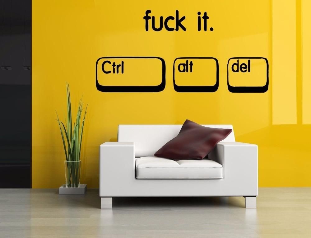 Creative Computer Vinyl Wall Sticker Funny Keyboard Geek Quote For Computer Wall Art (View 18 of 20)