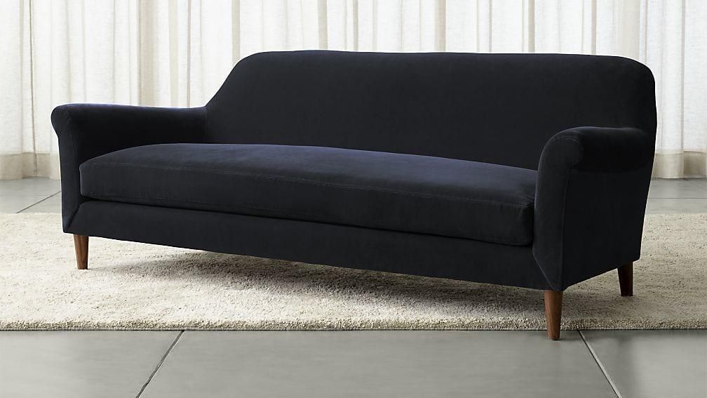 Cullen Ii Blue Velvet Sofa | Crate And Barrel Pertaining To Crate And Barrel Futon Sofas (View 5 of 20)