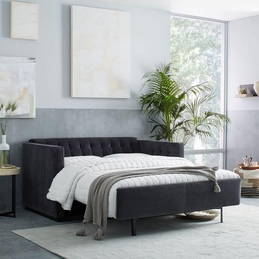 Deluxe Grey Tufted Sleeper Sofa Throughout Tufted Sleeper Sofas (Photo 10 of 20)