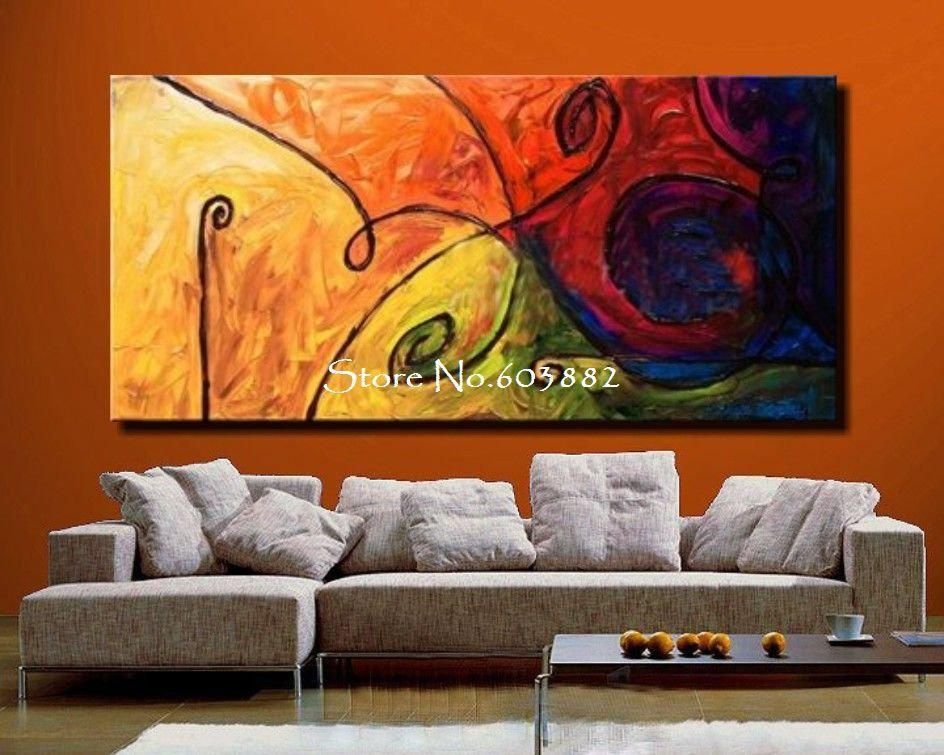 Discount 100% Handmade Large Canvas Wall Art Abstract Painting On For Huge Canvas Wall Art (View 1 of 20)