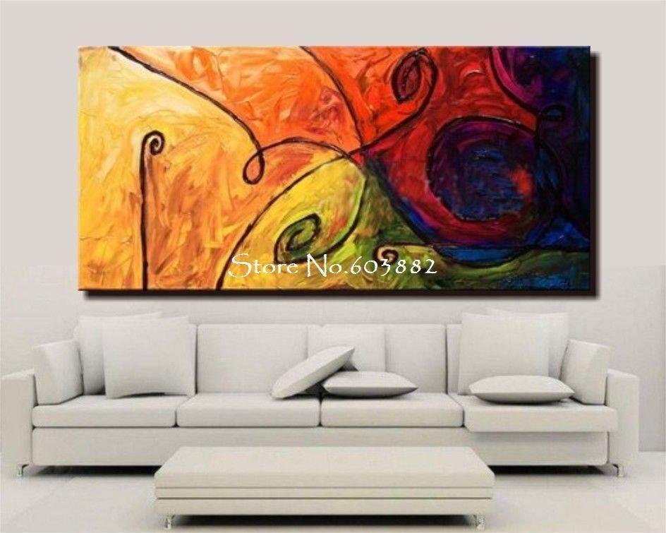 Discount 100% Handmade Large Canvas Wall Art Abstract Painting On Inside Big Canvas Wall Art (View 1 of 20)
