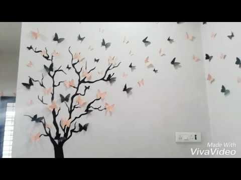 Diy 3D Butterfly Wall Art – Youtube Inside Butterflies 3D Wall Art (View 11 of 20)