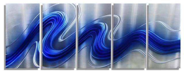 Electric Blue – Jewel Tone Blue And Silver Hand Painted Abstract Inside Blue And Silver Wall Art (Photo 1 of 20)