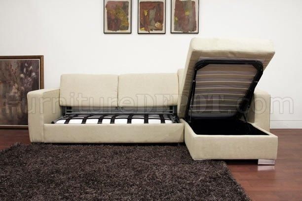 Fabric Modern Sleeper Sectional Sofa W/storage Chaise Inside Chaise Sofa Beds With Storage (View 16 of 20)