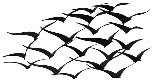 Flock Of Flying Birds Weathered Finish Metal Wall Art Sculpture Regarding Metal Wall Art Flock Of Seagulls (View 8 of 20)