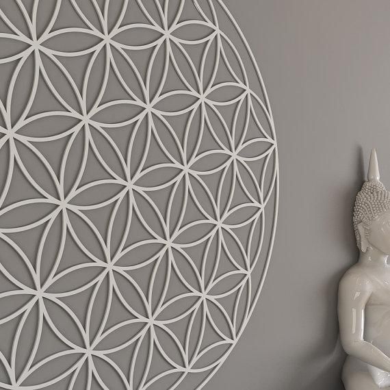 Flower Of Life Sacred Geometry Wall Art Mandala Yoga Intended For Fretwork Wall Art (View 11 of 20)