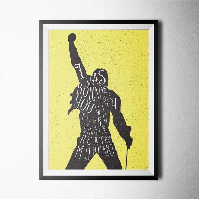 Freddie Mercury Print, Poster, Wall Art, | Northshire Throughout Freddie Mercury Wall Art (View 8 of 20)