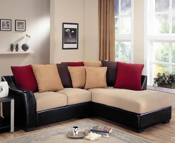 Furniture. Black And Cream Sectional Sofa Using Velvet Seat With Small L Shaped Sectional Sofas (Photo 10 of 20)