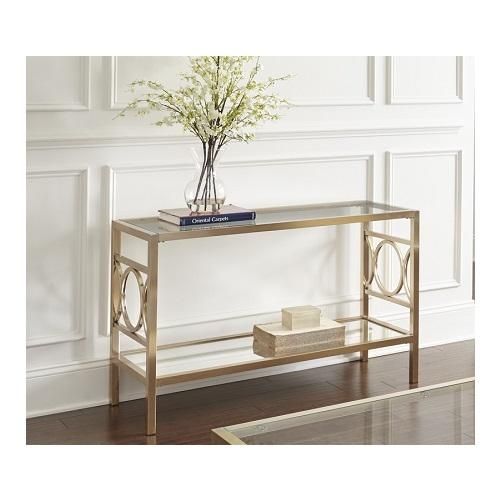 Geometric Circle Sofa Table With Mirrored Base In Gold Chrome With Chrome Sofa Tables (View 19 of 20)