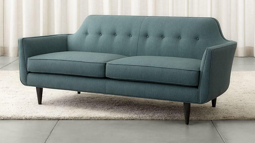 Gia Blue Modern Tufted Apartment Sofa | Crate And Barrel Intended For Crate And Barrel Futon Sofas (Photo 3 of 20)
