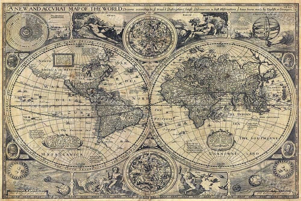 Giant Historic Old World Map 1626 Old Antique Restoration Pertaining To Antique Map Wall Art (Photo 10 of 20)
