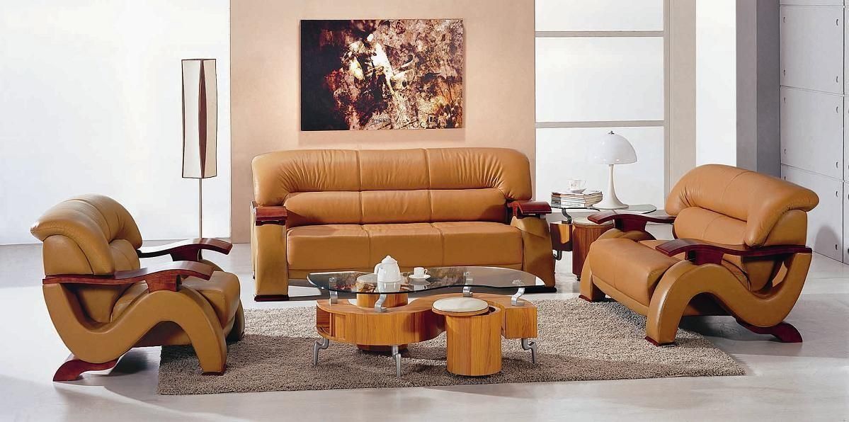 Global Vig Furniture Contemporary 2033 Leather Camel Color 3 Pc For Camel Color Sofas (Photo 8 of 20)