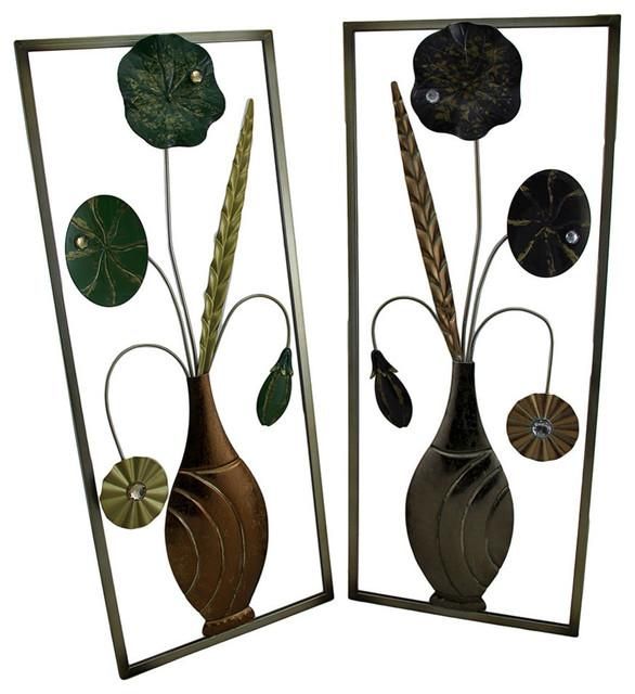 Green And Lavender Jeweled Metal Flowers Wall Sculptures, 2 Piece Within Jeweled Metal Wall Art (Photo 3 of 20)