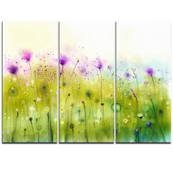 Green Purple Abstract Cosmos Of Flowers – Large Flower Canvas Wall In Green Canvas Wall Art (View 6 of 20)