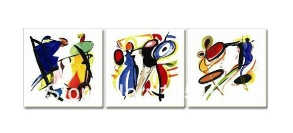 Hand Painted 3 Piece Modern Abstract Fashion Music Instrument Oil For Music Theme Wall Art (Photo 13 of 20)