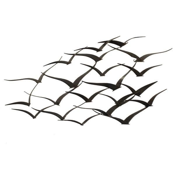 Handcrafted Flock Of Metal Flying Birds Wall Art – Free Shipping In Birds In Flight Metal Wall Art (View 7 of 20)