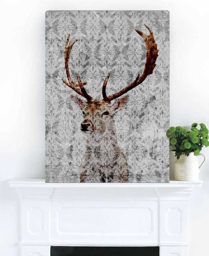 Highlands Stag Canvas Artpalm Valley | Notonthehighstreet Throughout Stag Wall Art (View 1 of 20)