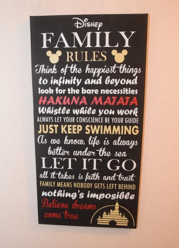 Inspirational Quote Sign Family Rules Sign Unique Disney Within Inspirational Canvas Wall Art (Photo 16 of 20)
