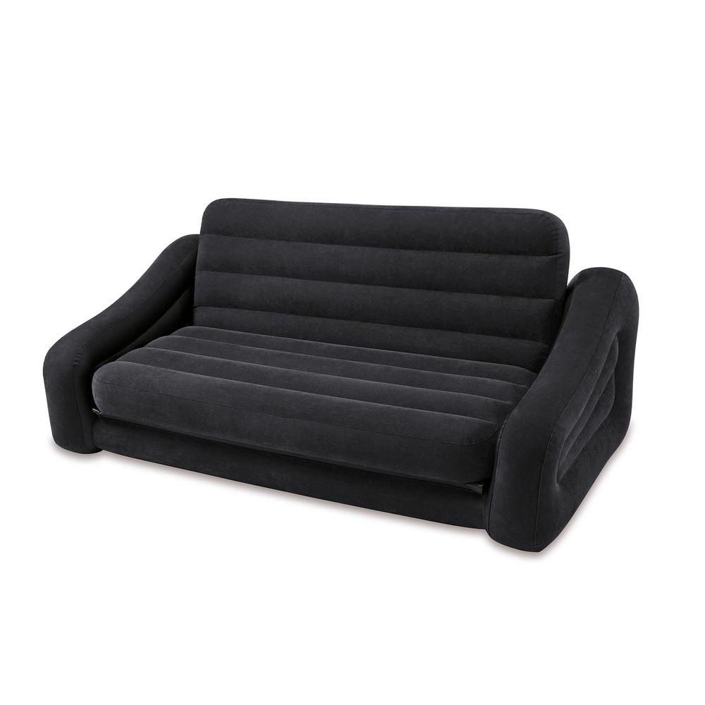 Intex Inflatable Queen Size Pull Out Sofa Couch Bed, Dark Gray Within Intex Air Couches (View 2 of 20)