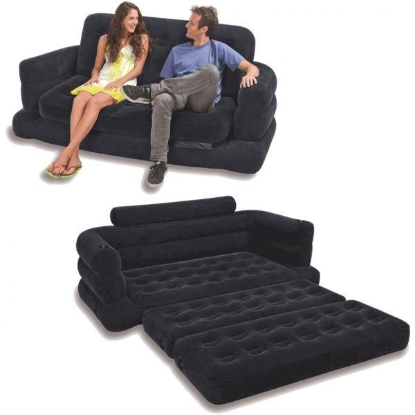 Intex Two Person Inflatable Pull Out Sofa Bed  Black, Price Inside Intex Inflatable Pull Out Sofas (View 8 of 20)