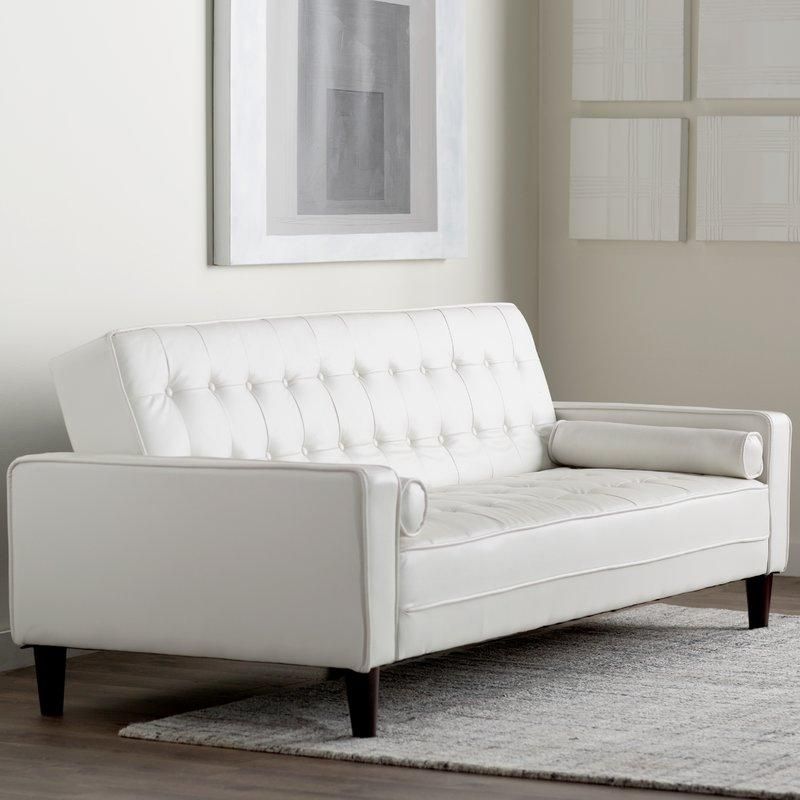 Isaacs Faux Leather Sleeper Sofa & Reviews | Allmodern In Faux Leather Sleeper Sofas (View 6 of 20)