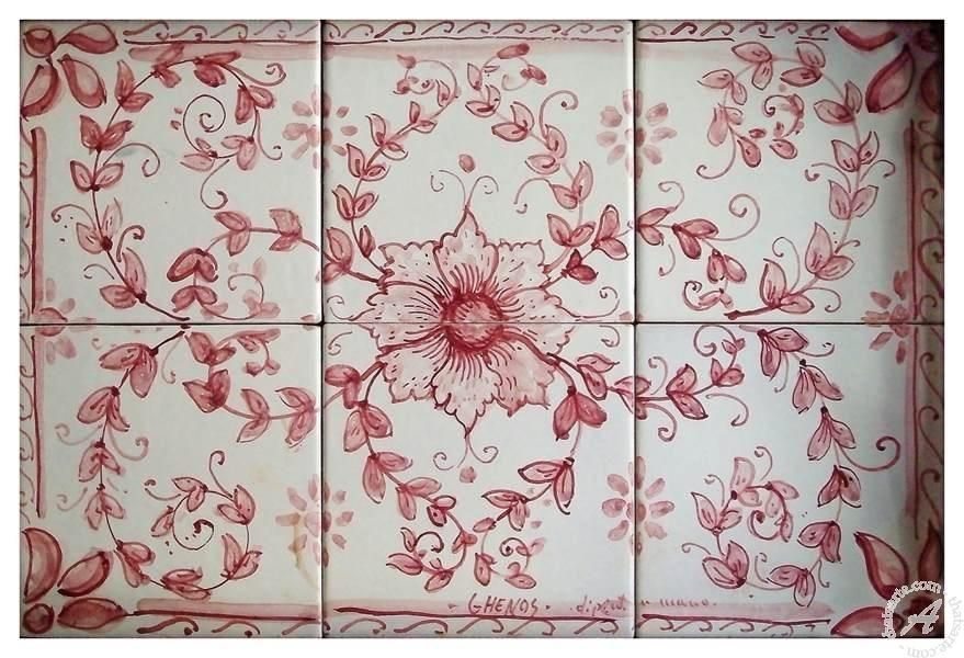 Italian Ceramics Wall Tile Mural, Floor Tile Panel – "pink Flowers Inside Italian Ceramic Wall Art (Photo 19 of 20)