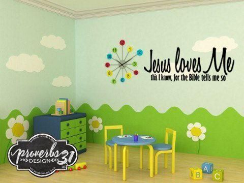 Jesus Loves Me Vinyl Wall Decalproverbs31Design On Etsy Simple Intended For Preschool Classroom Wall Decals (View 10 of 20)