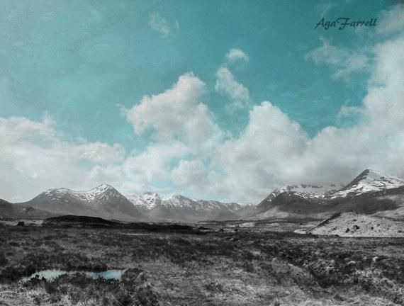 Large Wall Art Mountain Photography Landscape Print Blue With Regard To Turquoise And Black Wall Art (Photo 12 of 20)