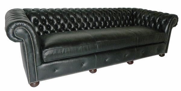 Leather Button Tufted Apartment Size Sofa With Bench Seat | Club With Bench Style Sofas (View 11 of 20)