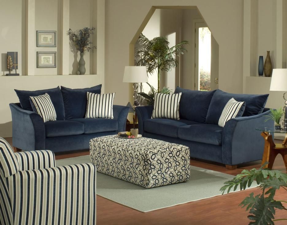 Living Room Gorgeous Living Room Decoration With Blue Sofas And For Blue And White Sofas (Photo 16 of 20)