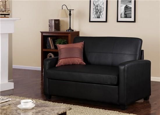 Mainstays | Black Faux Leather Sleeper Sofa With Regard To Mainstays Sleeper Sofas (View 5 of 20)