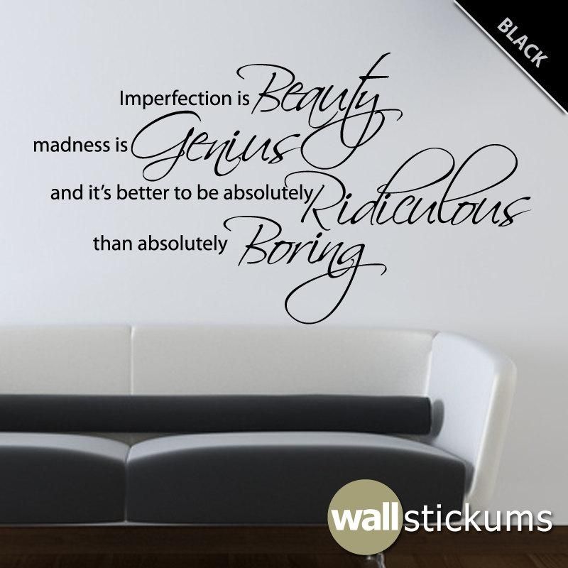 Marilyn Monroe Wall Decal Quote Vinyl Imperfection Is Beauty 2 Regarding Marilyn Monroe Wall Art Quotes (View 6 of 20)