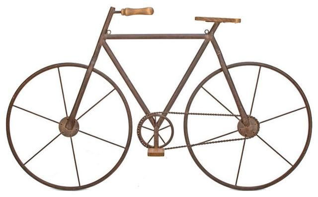 Metal And Wood Bicycle Wall Art – Rustic – Decorative Objects And For Bicycle Metal Wall Art (Photo 2 of 20)