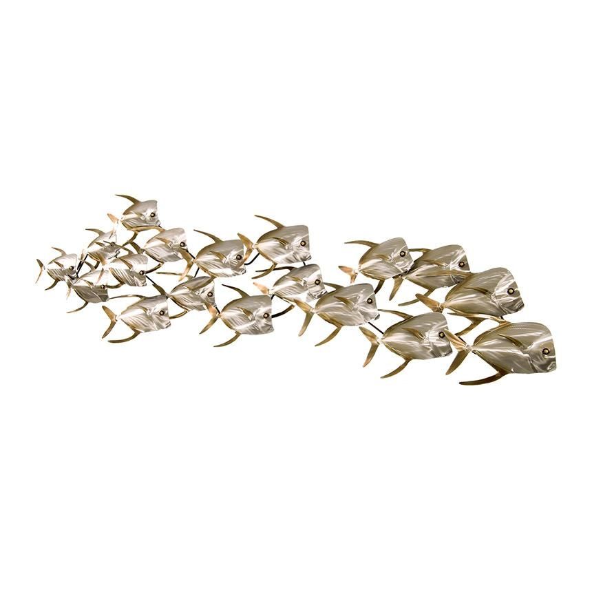 Metal Fish Wall Art. . Shoal The Long Wave Bendable Hand Sawed Intended For Fish Shoal Metal Wall Art (Photo 12 of 20)