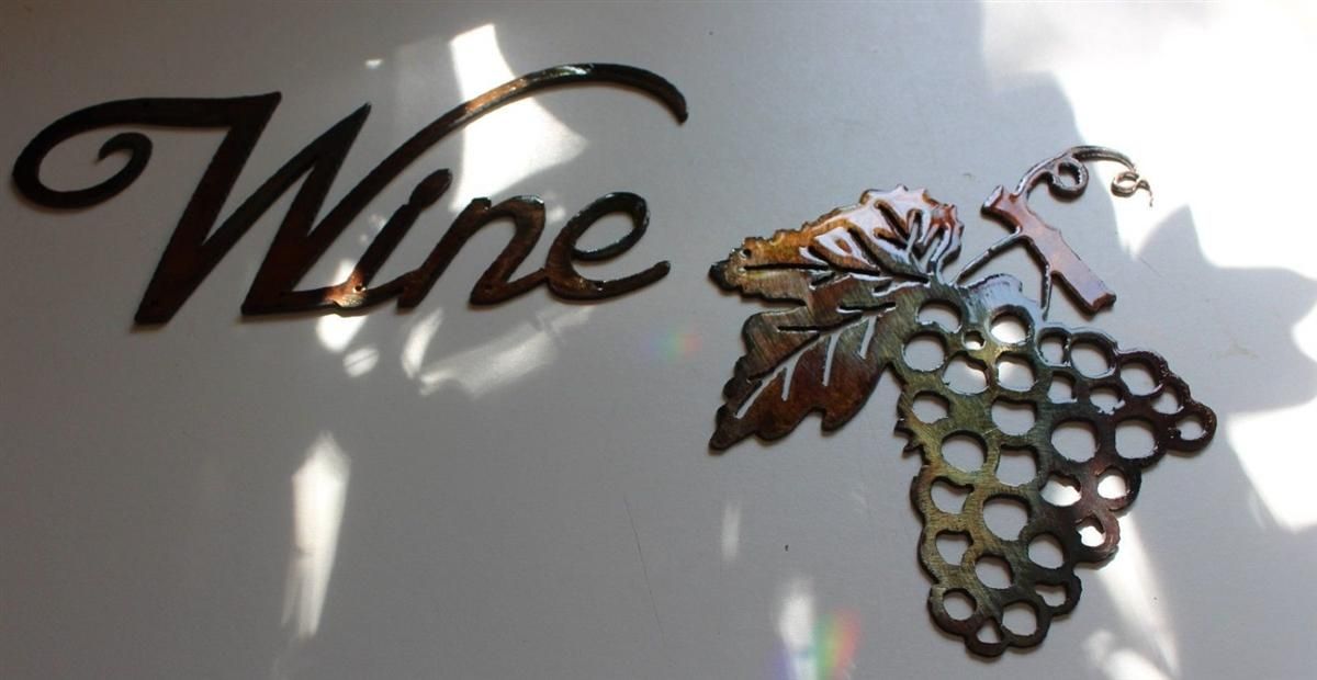 Metal Wall Art Decor Small Grape Bushel & Wine Sign In Wine Metal Wall Art (Photo 8 of 20)