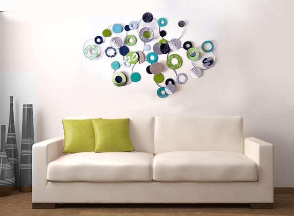 Metal Wall Art Eclipse Lime And Blue – The Sculpture Room Inside Modern Wall Art Uk (View 11 of 20)