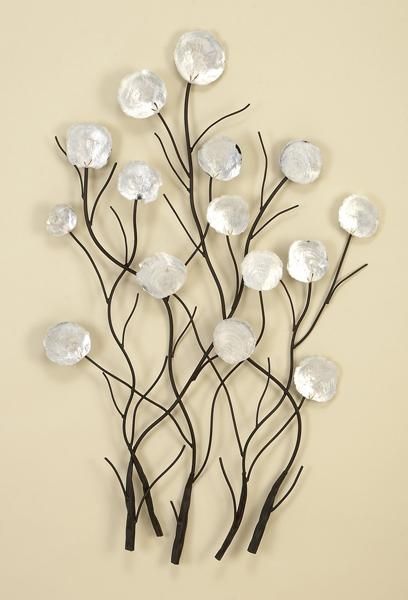 Modern Capiz Shell Flowers – Floral Metal Wall Art Within Capiz Shell Wall Art (Photo 19 of 20)