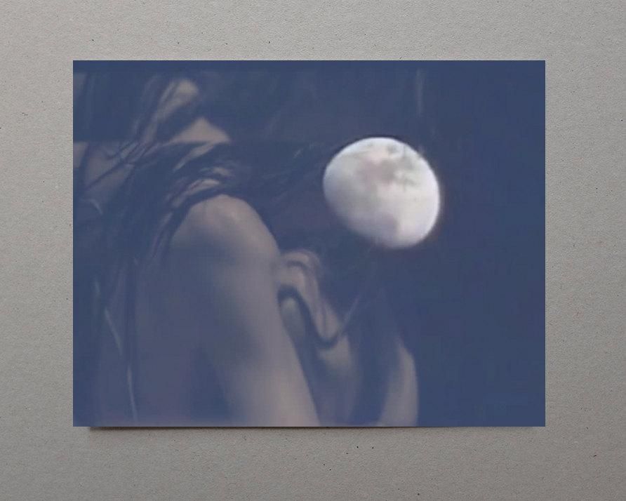 Moon Arm Moon Art Print Navy Blue Wall Decor Female Nude With Regard To Sensual Wall Art (View 11 of 20)
