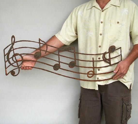 Musical Notes Wall Art Custom Order Steel Earth Tone Patina Intended For Metal Music Notes Wall Art (View 15 of 20)