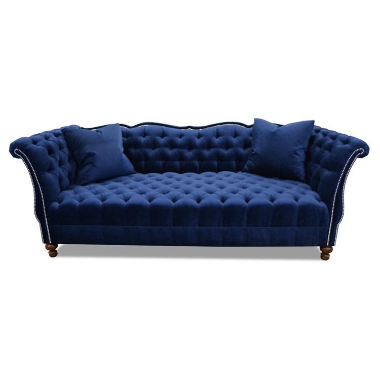 Navy Blue Tufted Sofa – Custom Furniture – Haute House Home Regarding Blue Velvet Tufted Sofas (Photo 6 of 20)